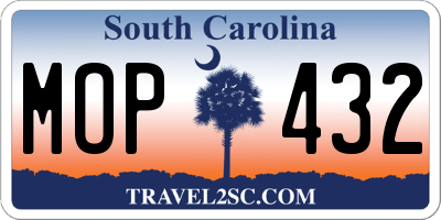SC license plate MOP432