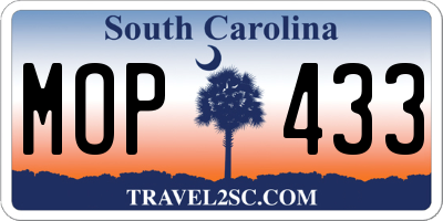 SC license plate MOP433