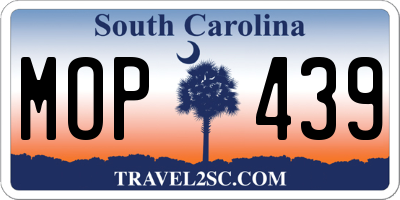 SC license plate MOP439