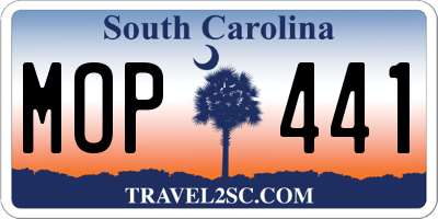 SC license plate MOP441
