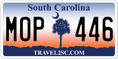 SC license plate MOP446