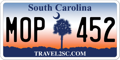 SC license plate MOP452