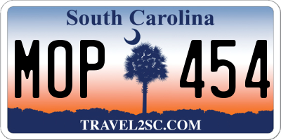 SC license plate MOP454