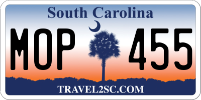 SC license plate MOP455