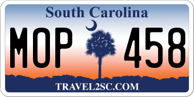 SC license plate MOP458