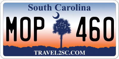 SC license plate MOP460