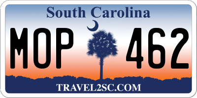 SC license plate MOP462