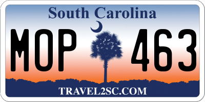 SC license plate MOP463