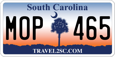 SC license plate MOP465