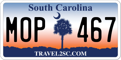SC license plate MOP467