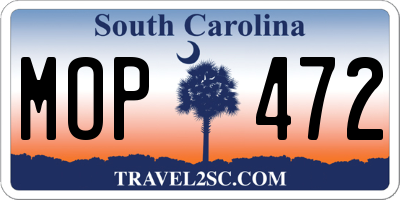 SC license plate MOP472