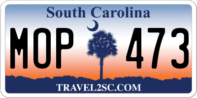 SC license plate MOP473