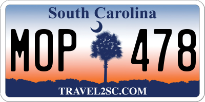 SC license plate MOP478