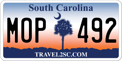 SC license plate MOP492