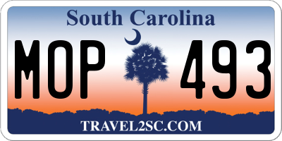 SC license plate MOP493