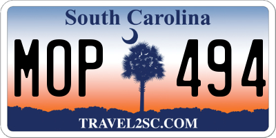 SC license plate MOP494