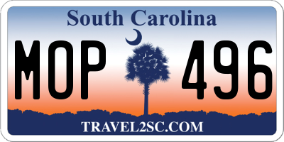 SC license plate MOP496