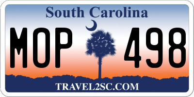 SC license plate MOP498
