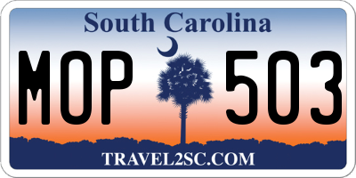 SC license plate MOP503