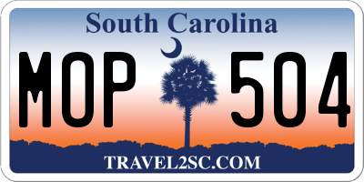 SC license plate MOP504