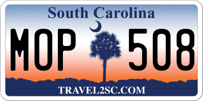 SC license plate MOP508
