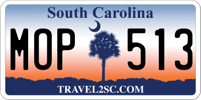 SC license plate MOP513