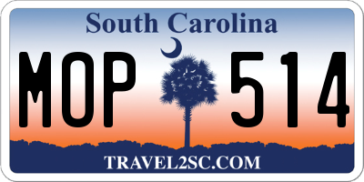 SC license plate MOP514