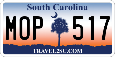 SC license plate MOP517