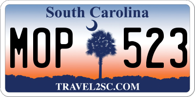 SC license plate MOP523