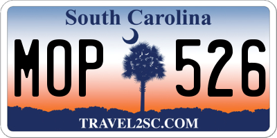 SC license plate MOP526