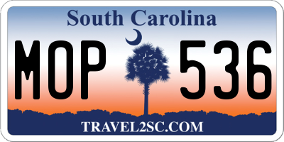 SC license plate MOP536