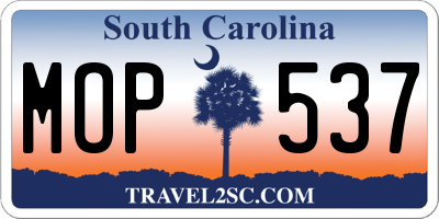 SC license plate MOP537