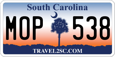 SC license plate MOP538
