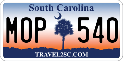 SC license plate MOP540