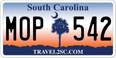 SC license plate MOP542