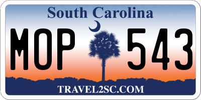 SC license plate MOP543