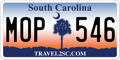 SC license plate MOP546