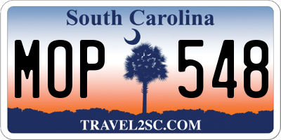 SC license plate MOP548