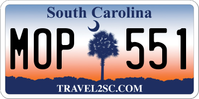 SC license plate MOP551