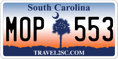 SC license plate MOP553