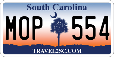 SC license plate MOP554