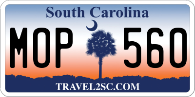 SC license plate MOP560