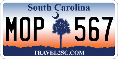 SC license plate MOP567