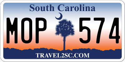 SC license plate MOP574