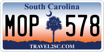 SC license plate MOP578