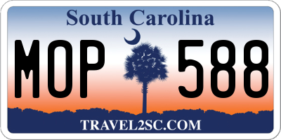 SC license plate MOP588