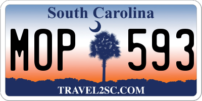 SC license plate MOP593