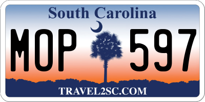SC license plate MOP597