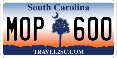 SC license plate MOP600