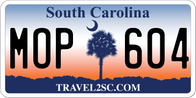 SC license plate MOP604